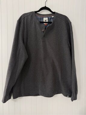 Copper & Oak Men’s Long Sleeve Henley Pullover Sweatshirt Charcoal Gray